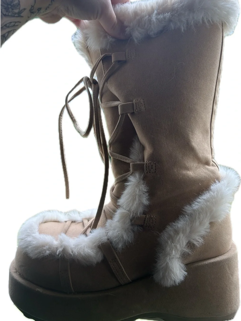 Demonia cubby 311 camel-tan vegan suede